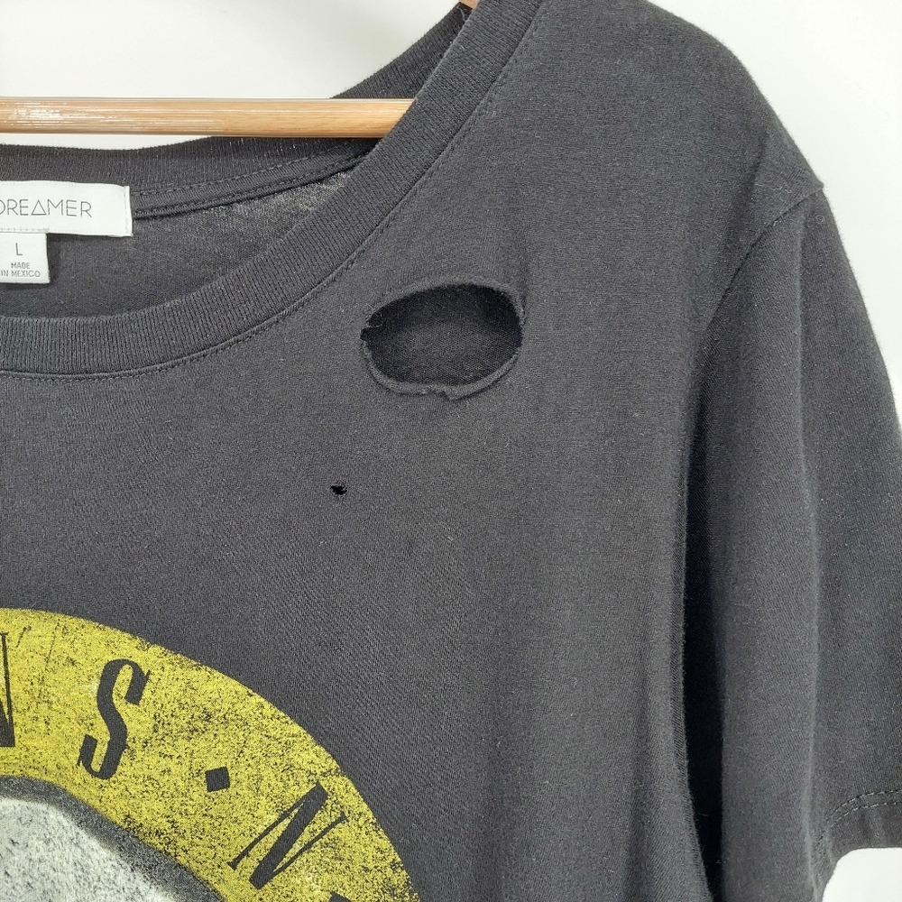 Daydreamer Guns N Roses Distressed Black T-shirt, Sz L - Picture 3 of 11